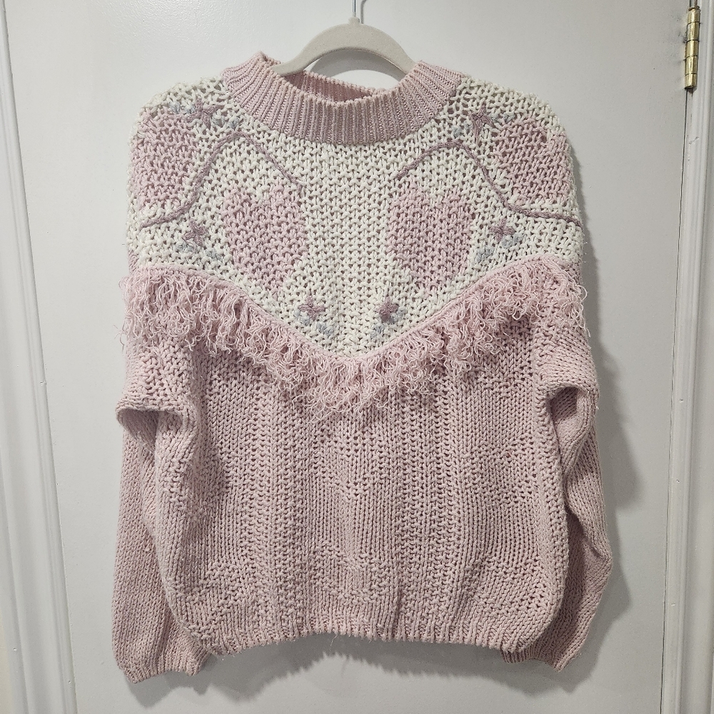 Vintage 80s Allison Brittney Pink Knit Sweater